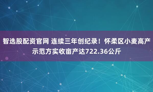 智选股配资官网 连续三年创纪录！怀柔区小麦高产示范方实收亩产达722.36公斤